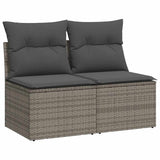 ZNTS 2 Piece Garden Sofa Set with Cushions Grey Poly Rattan Acacia 3325236