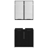 Bathroom Cabinet Set with Shelf 2 pcs Black Oak Engineered Wood 3416132