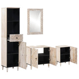 Bathroom Furniture Set with Drawer 4 pcs White Solid Mango Wood 3310116