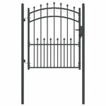 Fence Gate with Spikes Grey 125 x 100 cm Powder-coated steel 42009003