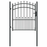Fence Gate with Spikes Grey 125 x 100 cm Powder-coated steel 42009003