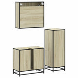 3 Piece Bathroom Furniture Set Sonoma Oak Engineered Wood 3301006