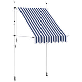 Manual Retractable Awning 150 cm Blue and White Stripes 43219