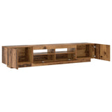 TV Cabinet with LED Lights Old Wood 200x35x40 cm Engineered Wood 3329165