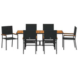 Garden Dining Set 7 pcs Black and Brown Poly Rattan 3365430