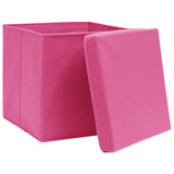 Storage Boxes with Lids 10 pcs Pink 32x32x32 cm Fabric 288348