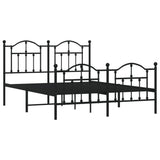 Metal Bed Frame without Mattress with Footboard Black 140x200cm 353458