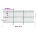 Fence Panel with Posts Iron 522x200 cm Green 278681