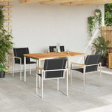 Garden Dining Set 5 pcs Solid Acacia Wood and Stainless Steel 3334815
