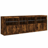 Sideboard with LED Lights Smoked Oak 202x37x67 cm 3209013