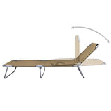 Sunlounger Taupe Powder-Coated Steel 189 x 58 x 27 cm Foldable 44294