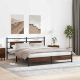 Metal Bed Frame without Mattress Brown Oak 183x213 cm 3325132
