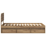 Bed Frame Artisian Oak 90 x 200 cm Solid Pine Wood 3412131