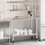 Kitchen Work Table with Overshelf 110x55x150 cm Stainless Steel 3208909