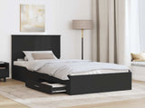 Bed Frame Black and Silver 75 x 190 cm Engineered Wood 3409713