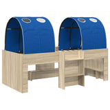 Bed with Tunnel 3 pcs Sonoma Oak and Blue Engineered Wood 3423553