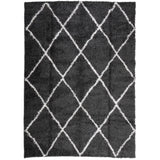 Shaggy Rug PAMPLONA High Pile Modern Black and Cream 200x280 cm 375415
