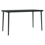 Garden Dining Set Black PE rattan, powder-coated steel, glass 3099397
