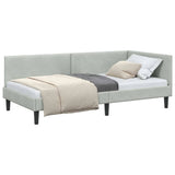 Corner Bed Frame Light Grey 90 cm x 190 cm Velvet 42016216