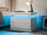 Nightstand LED Bedside Table Cabinet Lights Modern End Side with 2 Drawers for Bedroom T3272P287610