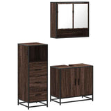 3 Piece Bathroom Furniture Set Brown Oak Engineered Wood 3301039