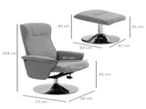 Swivel Recliner Chair with Footstool, Velvet Recliner Armchair with Ottoman, Steel Base, Upholstered T3398P423898