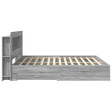 Bed Frame with Storage Grey Sonoma 200 x 200 cm Engineered Wood 3433902