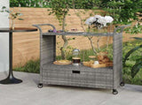 Bar Cart with Drawer Grey 100x45x97 cm Poly Rattan 316664