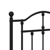 Headboard Black Powder-Coated Steel Double Bed Durable 353473