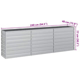 Garden Raised Bed 240x40x77 cm Galvanized Steel Silver 316887