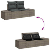 Garden Sofa Set with Storage 8 pcs Grey Poly rattan 3358666
