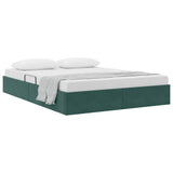 Storage Bed with Mattress Dark Green 140 x 200 cm Velvet 3370103