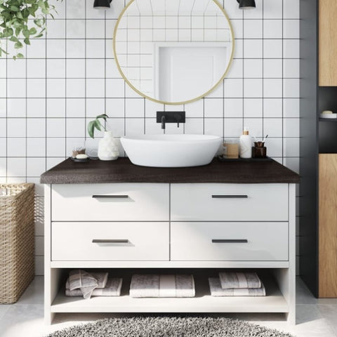 Bathroom Countertop Dark Brown 100x60x cm Treated Solid Wood 3156232