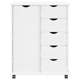 Rolling Cabinet White 63.5 x 39 x 79 cm Solid Pine Wood 42028361