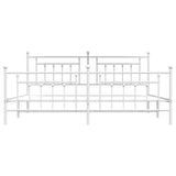 Bed Frame White Powder-Coated Steel Double Industrial Bed Frame 353611