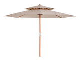 2.7m Elegant Wooden Frame Parasol Umbrella - Beige T3398P317794