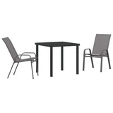 Garden Dining Set 3 pcs Grey and Black Powder-coated Steel 3379121