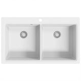 Overmount Kitchen Sink Double Basin Granite White 141677