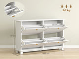 Narrow Shoe Storage Cabinet, Slim Shoe Cabinet with 4 Flip Drawers, Adjustable Shelves for 16 Pairs T3398P377998