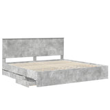 Bed Frame with Drawer Concrete Grey 200 x 200 cm Engineer Wood 3411085