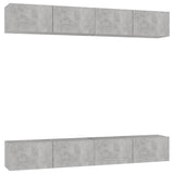 ZNTS TV Cabinets 4 pcs Concrete Grey 100x30x30 cm Engineered Wood 3079061