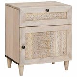 Bedside Cabinet Beige 50 x 33 x 60 cm Solid Acacia wood 4018124