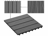 Decking Tile 3D Design 11 pcs Grey 30 x 30 cm WPC 42046680