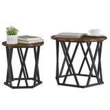 Side Table 2 pcs Smoked Oak Engineered Wood and Steel 868245