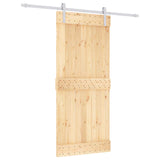 Sliding Door Natural and White 90 x 210 cm Solid Pine Wood 3444954