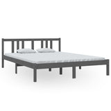 Bed Frame without Mattress Grey Solid Wood 150x200 cm King Size King Size 814891