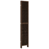 Room Divider 5 Panels Dark Brown Solid Wood Paulownia 358664