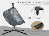 Outdoor Swing Chair with Thick Padded Cushion, Patio Hanging Chair with Metal Stand, Egg Chair with T3398P320115