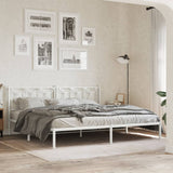 Metal Bed Frame without Mattress with Headboard White 193x203cm 376183