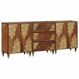 Bathroom Cabinet Set with Drawer 3 pcs Honey Brown and Gold 3310146